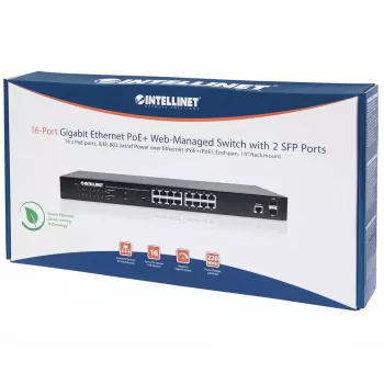 Switch gerido Intellinet 16 portas Gigabit Ethernet PoE+