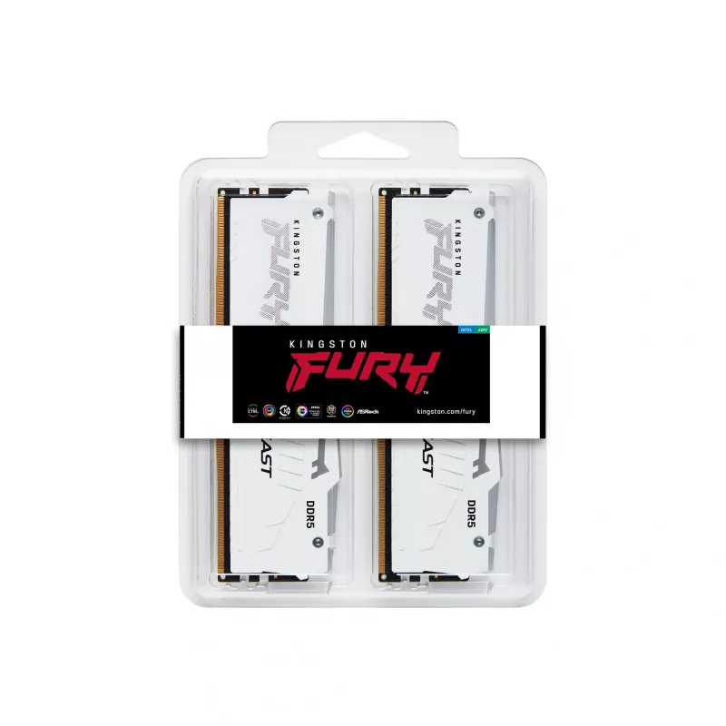 Kingston Technology FURY Beast 32GB 5600MT/s DDR5 CL40 DIMM (Kit de 2) Branco RGB XMP