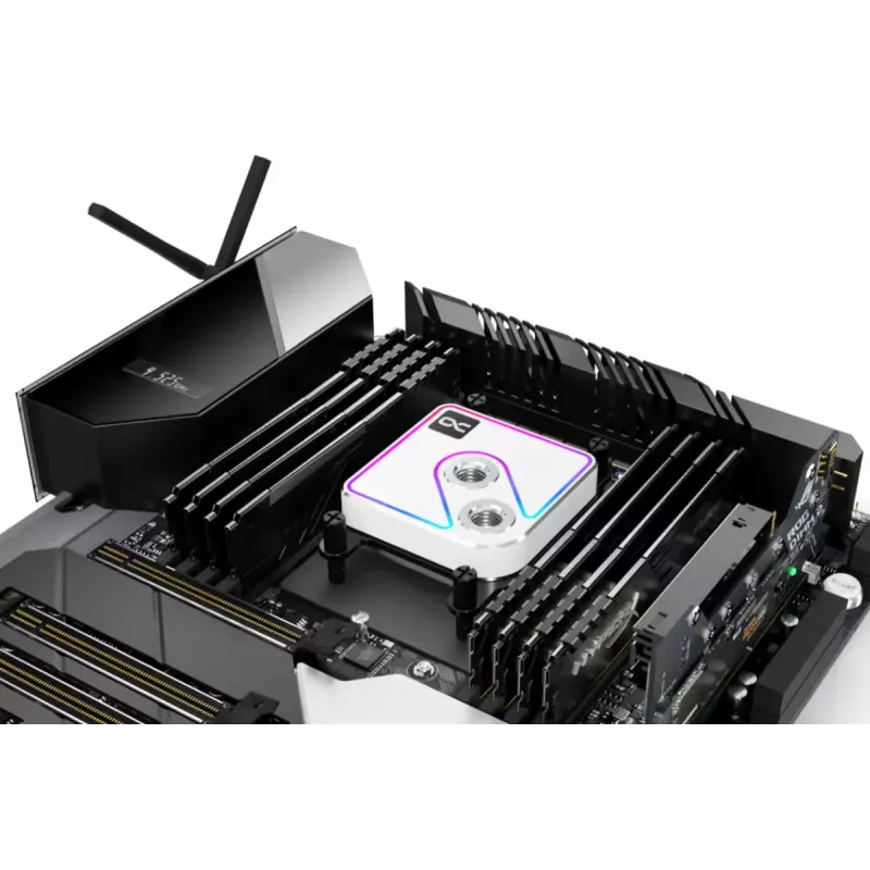 Bloco de água Alphacool Core 1 Aurora latão cobre níquel transparente branco 72mm