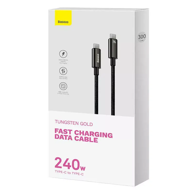 Cabo USB-C para USB-C Baseus Tungsten Gold 240W 3m