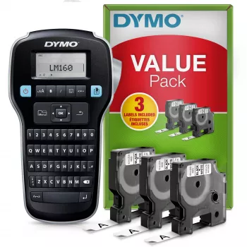 DYMO LabelManager 160 máquina de etiquetas kit inicial com 3 rolos de fita D1 | impressora de etiquetas portátil | teclado QWERTY | ideal para escritório ou casa