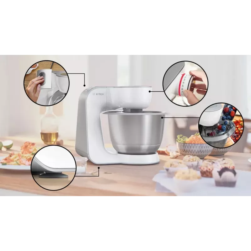 Robot de cozinha Bosch Serie 4 MUM58200 — 1000 W, taça de aço inoxidável de 3,9 L, branco