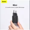 Baseus Super Si Quick Charger 1C TZCCSUP-L01 carregador rápido, 25W, USB-C PD, com cabo USB-C de 1 m, preto