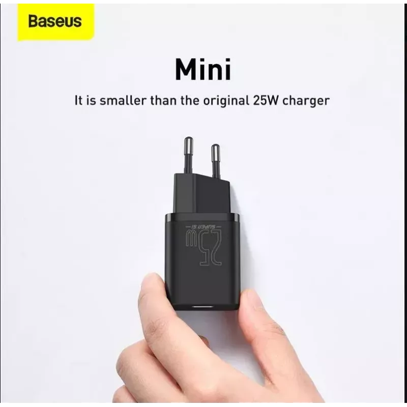 Baseus Super Si Quick Charger 1C TZCCSUP-L01 carregador rápido, 25W, USB-C PD, com cabo USB-C de 1 m, preto