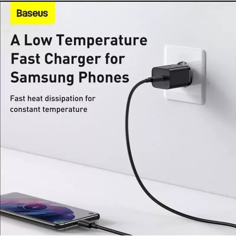 Baseus Super Si Quick Charger 1C TZCCSUP-L01 carregador rápido, 25W, USB-C PD, com cabo USB-C de 1 m, preto