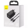 Baseus Super Si Quick Charger 1C TZCCSUP-L01 carregador rápido, 25W, USB-C PD, com cabo USB-C de 1 m, preto