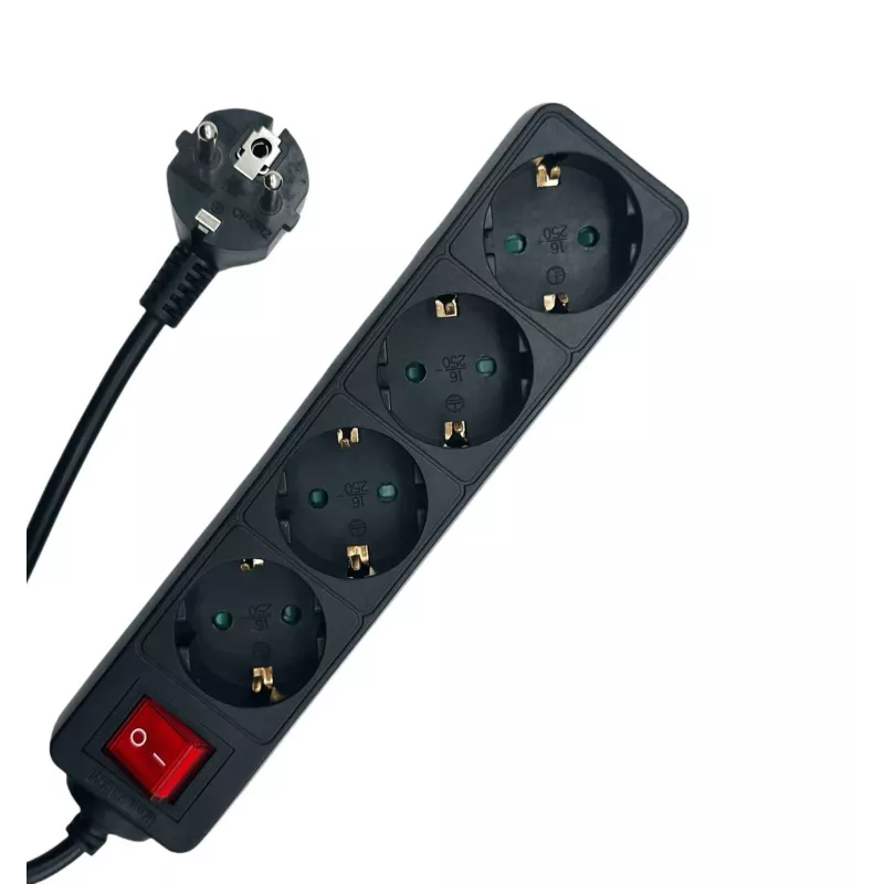 Microconnect MC-GRU0045BS Extensão elétrica 5 m 4 tomadas AC Interior Preto