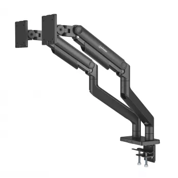 Suporte de secretária Manhattan para TV e monitor, totalmente articulado, braço com mola, 2 ecrãs, 13–45