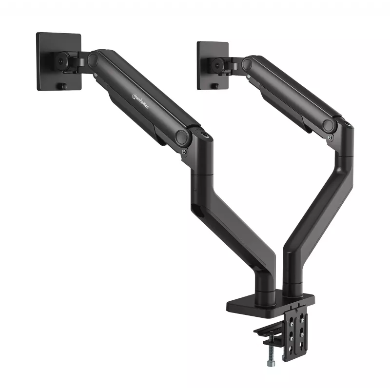 Suporte de secretária Manhattan para TV e monitor, totalmente articulado, braço com mola, 2 ecrãs, 13–45