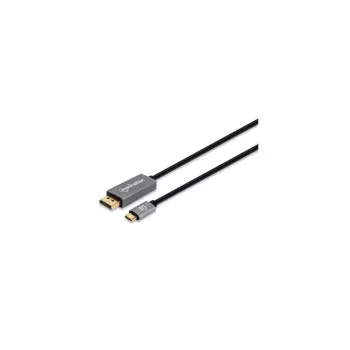 Cabo Manhattan USB-C para DisplayPort 1.4, 8K@60Hz, 3m, macho para macho, não bidirecional, Preto, três anos de garantia