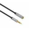 Cabo de extensão de 3,5 mm Manhattan 1m macho/fêmea design fino Preto/Prata