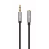 Cabo de extensão de 3,5 mm Manhattan 1m macho/fêmea design fino Preto/Prata