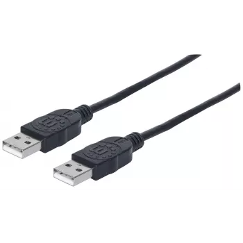 Cabo Manhattan USB-A para USB-A, 1 m, macho para macho, 480 Mbit/s (USB 2.0), Hi-Speed USB, Preto, garantia vitalícia, compatível com USB2AA1M.