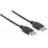 Cabo Manhattan USB-A para USB-A, 1 m, macho para macho, 480 Mbit/s (USB 2.0), Hi-Speed USB, Preto, garantia vitalícia, compatível com USB2AA1M.