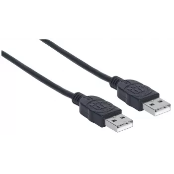 Cabo Manhattan USB-A para USB-A, 1 m, macho para macho, 480 Mbit/s (USB 2.0), Hi-Speed USB, Preto, garantia vitalícia, compatível com USB2AA1M.