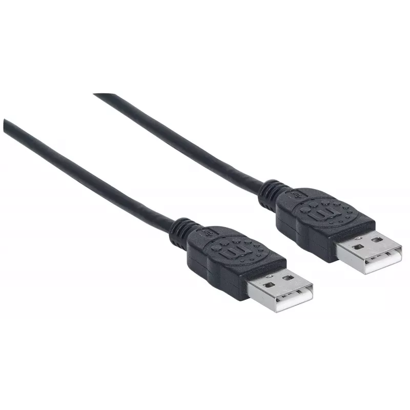 Cabo Manhattan USB-A para USB-A, 1 m, macho para macho, 480 Mbit/s (USB 2.0), Hi-Speed USB, Preto, garantia vitalícia, compatível com USB2AA1M.