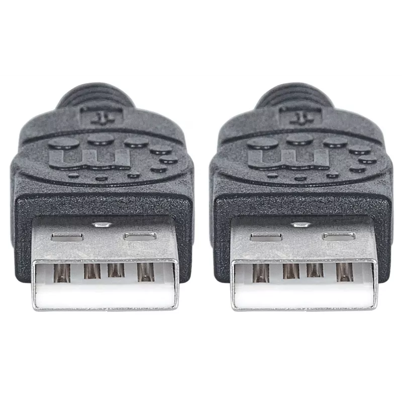 Cabo Manhattan USB-A para USB-A, 1 m, macho para macho, 480 Mbit/s (USB 2.0), Hi-Speed USB, Preto, garantia vitalícia, compatível com USB2AA1M.