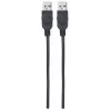 Cabo Manhattan USB-A para USB-A, 1 m, macho para macho, 480 Mbit/s (USB 2.0), Hi-Speed USB, Preto, garantia vitalícia, compatível com USB2AA1M.