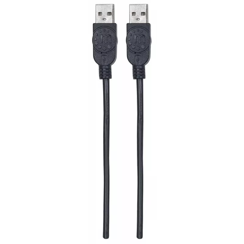 Cabo Manhattan USB-A para USB-A, 1 m, macho para macho, 480 Mbit/s (USB 2.0), Hi-Speed USB, Preto, garantia vitalícia, compatível com USB2AA1M.