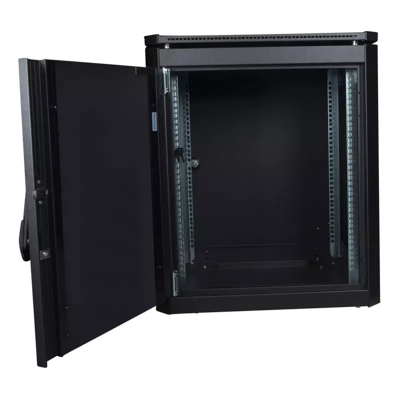 Rack autónomo Lanview RDL12U66BL — 12U, 600 kg, fechadura com chave, pés ajustáveis, gestão de cabos, IP40, preto