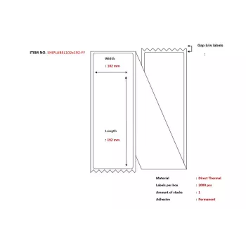 Etiqueta de envio térmica adesiva Capture SHIPLABEL102X192-FF 102 x 192 mm