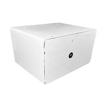 Armário de gestão de dispositivos portátil LEBA NoteBox 16 com fechadura de chave, ligações USB-C, 12 W por dispositivo, USB 2.0, montagem na parede ou na mesa, branco