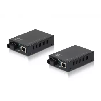 Conversor de mídia LevelOne RJ45 para SC BIDI Fast Ethernet conjunto, fibra monomodo, 20 km