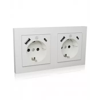 Tomada ICY BOX IB-MPS4200W-PD tipo F + USB A + USB C branco