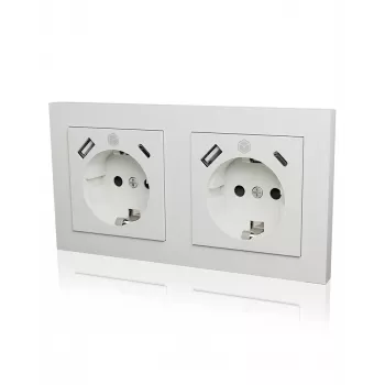 Tomada ICY BOX IB-MPS4200W-PD tipo F + USB A + USB C branco