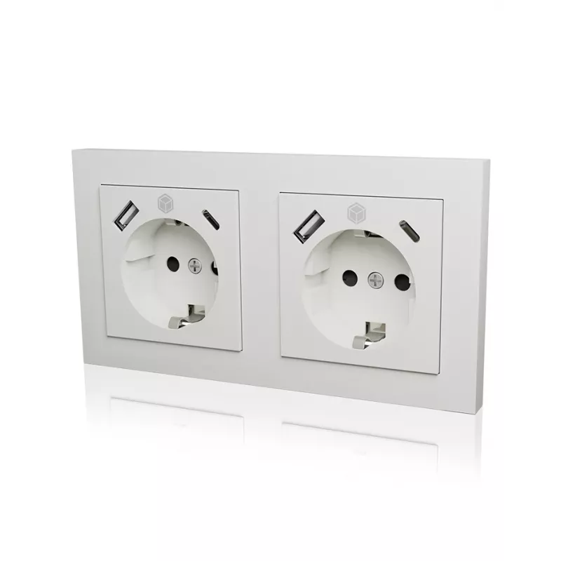 Tomada ICY BOX IB-MPS4200W-PD tipo F + USB A + USB C branco