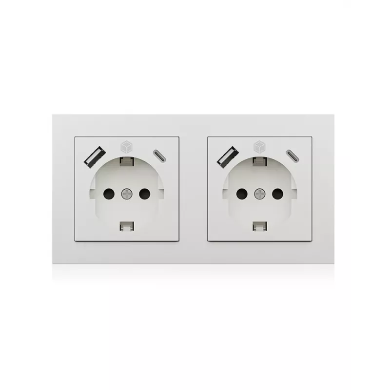 Tomada ICY BOX IB-MPS4200W-PD tipo F + USB A + USB C branco