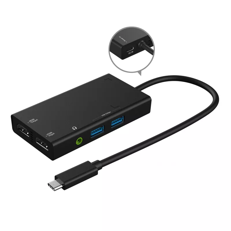 Hub USB de captura de vídeo j5create JVA01-N 1920x1080 30Hz preto