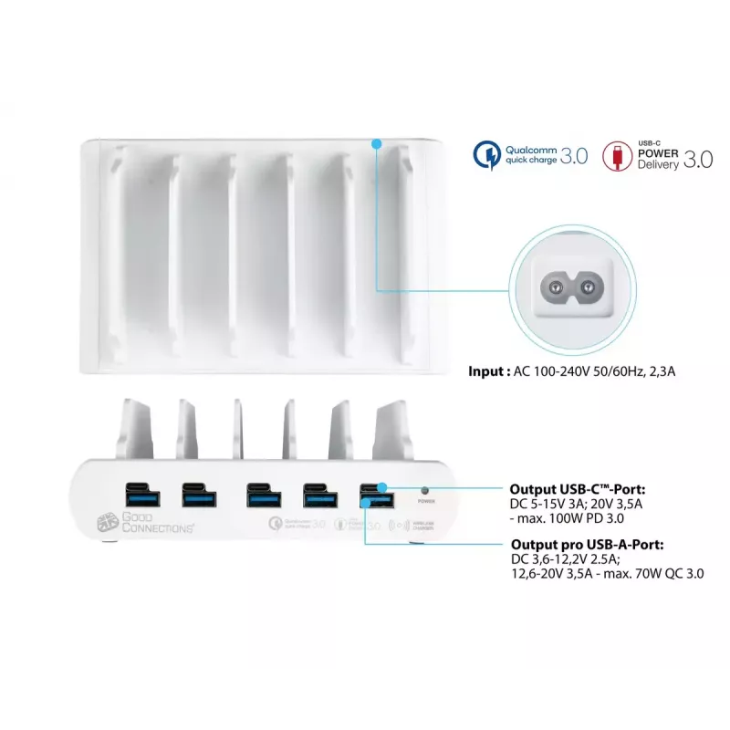 Estação de carregamento autónoma Alcasa PCA-D006W Branco 110W 100-240V