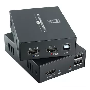 Kit de extensão AV (transmissor e recetor) LEVELONE HVE-8111, 3840x2160, Cat6, USB-A/USB-B, DC 12V (2 unidades)