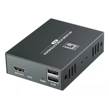 Kit de extensão AV (transmissor e recetor) LEVELONE HVE-8111, 3840x2160, Cat6, USB-A/USB-B, DC 12V (2 unidades)