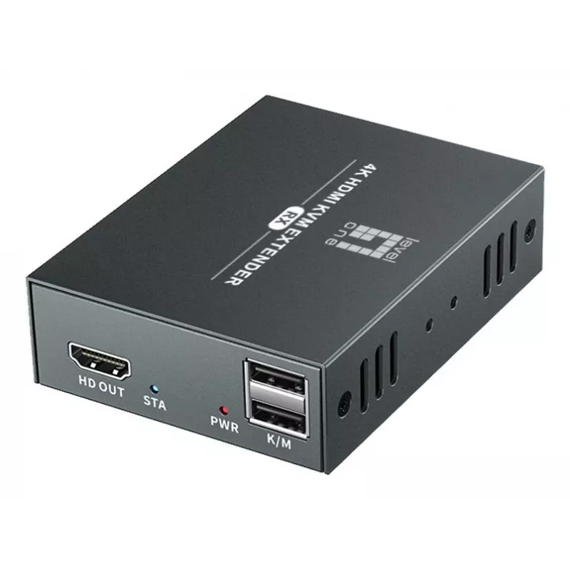 Kit de extensão AV (transmissor e recetor) LEVELONE HVE-8111, 3840x2160, Cat6, USB-A/USB-B, DC 12V (2 unidades)