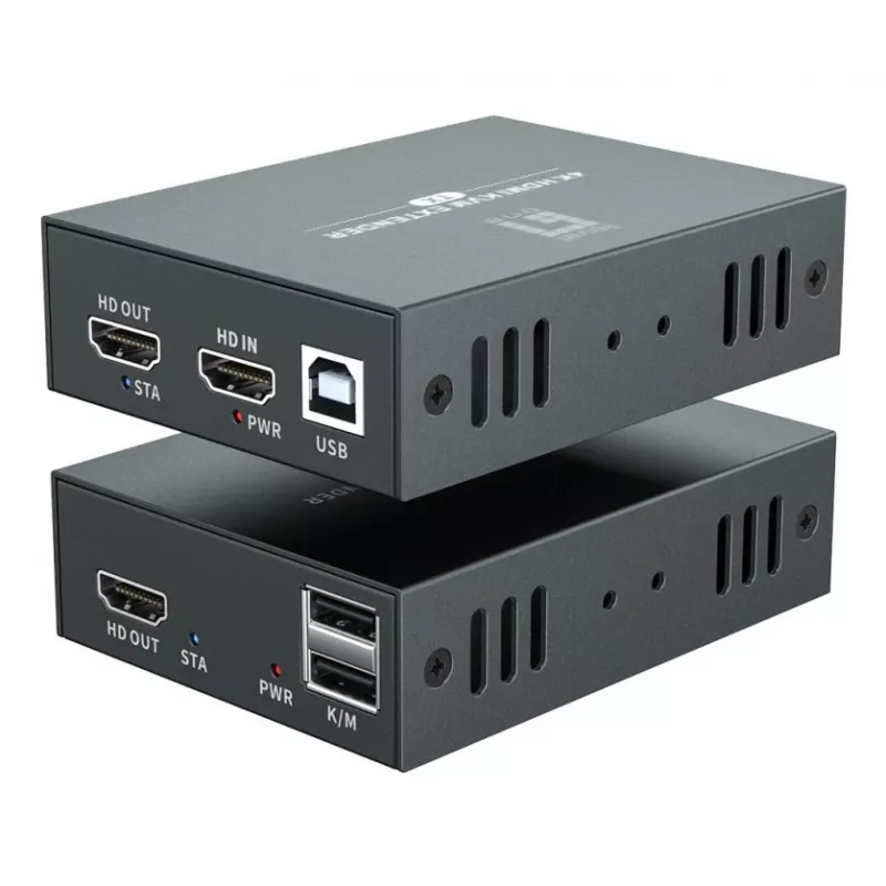 Kit de extensão AV (transmissor e recetor) LEVELONE HVE-8111, 3840x2160, Cat6, USB-A/USB-B, DC 12V (2 unidades)