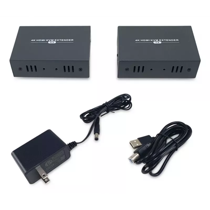 Kit de extensão AV (transmissor e recetor) LEVELONE HVE-8111, 3840x2160, Cat6, USB-A/USB-B, DC 12V (2 unidades)