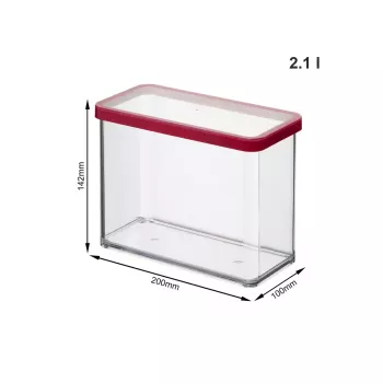 Recipiente de armazenamento rotho LOFT 2,1 L retangular transparente 100×200×142 mm, tecnopolímero