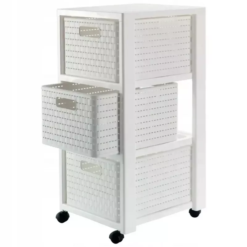 Estante rotho Country armário de plástico com 3 gavetas, branco, 71,2×32,5×37,5 cm, tecnopolímero, rodas