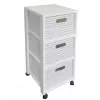 Estante rotho Country armário de plástico com 3 gavetas, branco, 71,2×32,5×37,5 cm, tecnopolímero, rodas