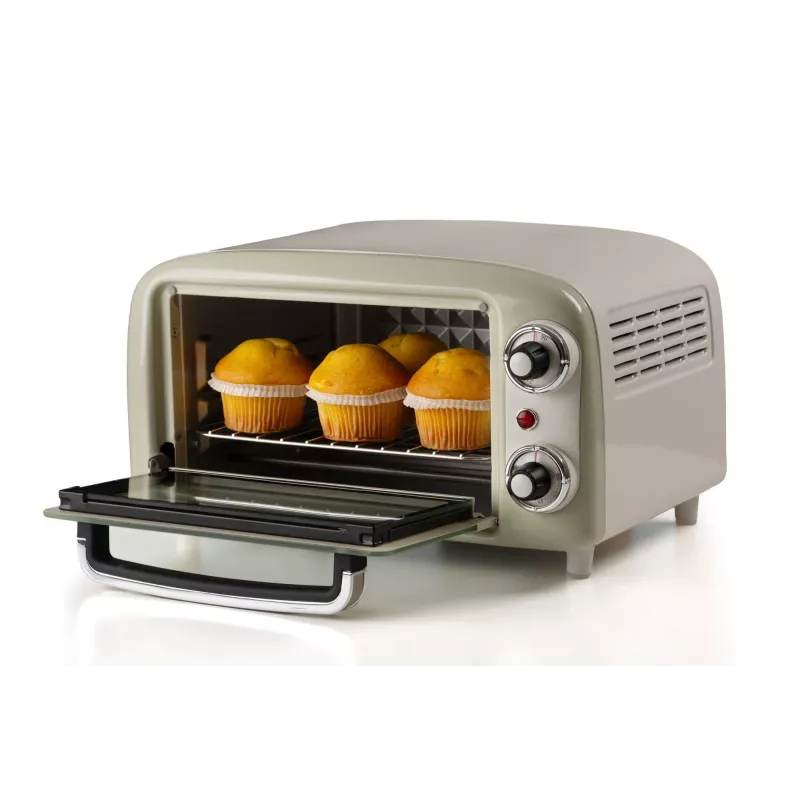 Forno elétrico mini Ariete 3919 Vintage, 800 W, capacidade 10 l, vidro duplo, retro, bege