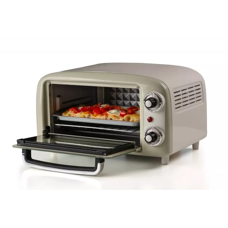 Forno elétrico mini Ariete 3919 Vintage, 800 W, capacidade 10 l, vidro duplo, retro, bege