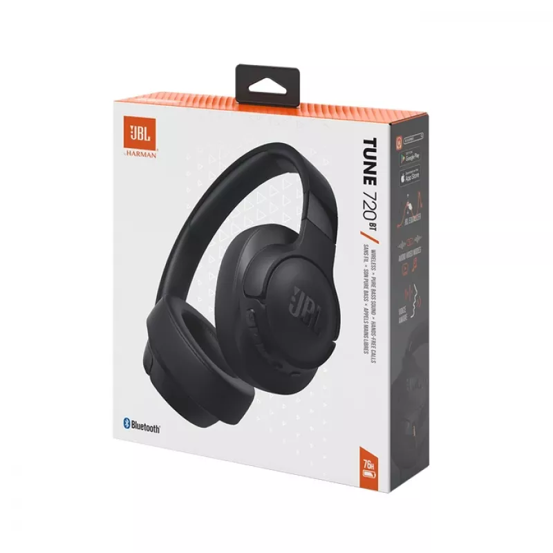 Headset JBL Tune 720BT sem fios de arco chamadas/música Bluetooth preto