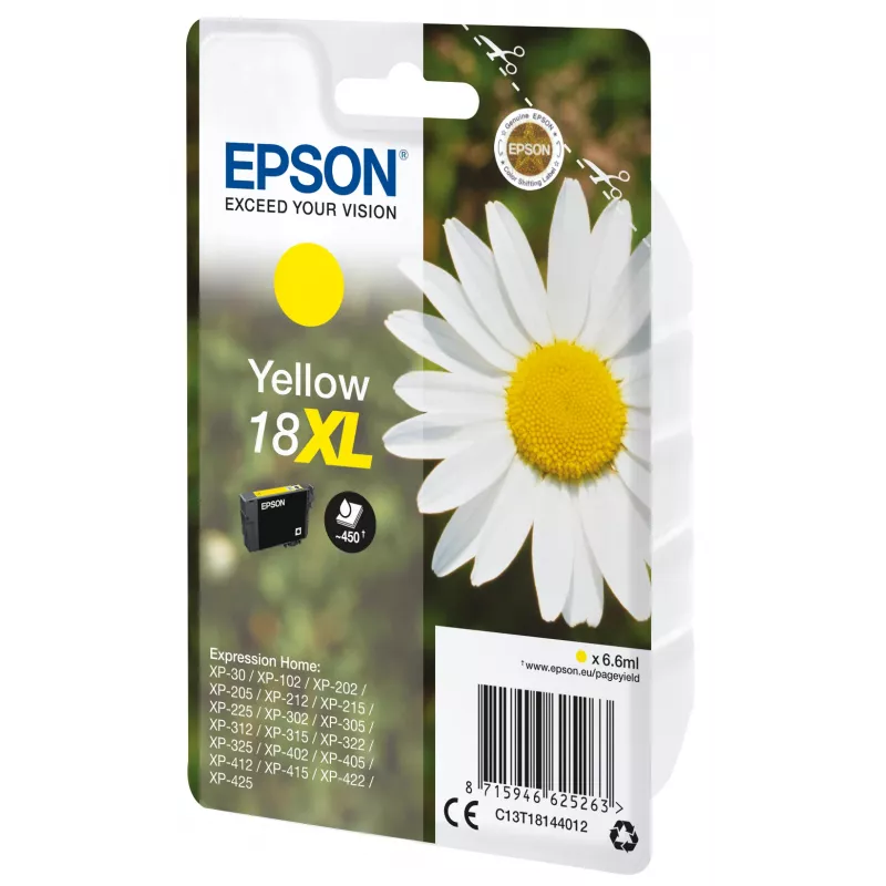Cartucho Epson 18XL amarelo 450 páginas tinta C13T18144012