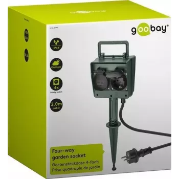Extensão elétrica Goobay 55943 2m 2 tomadas AC exterior preto verde