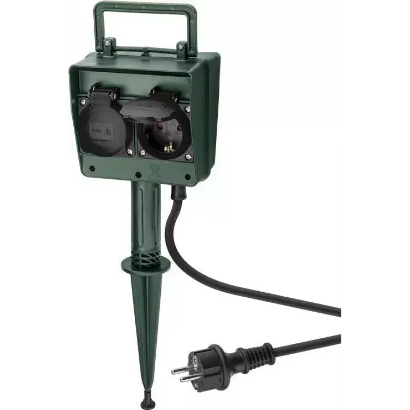 Extensão elétrica Goobay 55943 2m 2 tomadas AC exterior preto verde