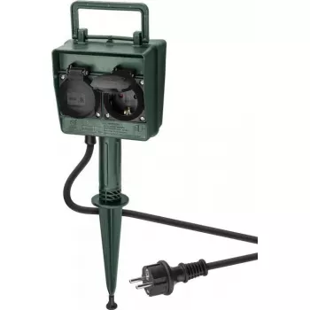 Extensão elétrica Goobay 55943 2m 2 tomadas AC exterior preto verde