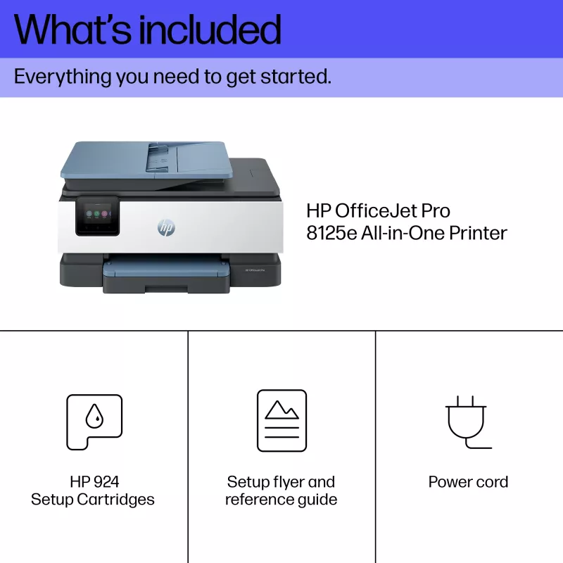 Impressora multifunções a cores sem fios HP OfficeJet Pro 8125e, Instant Ink; impressão frente e verso