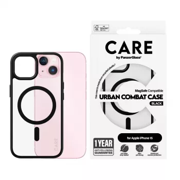 Capa PanzerGlass CARE by Flagship capa transparente Urban Combat preto MagSafe iPhone 15